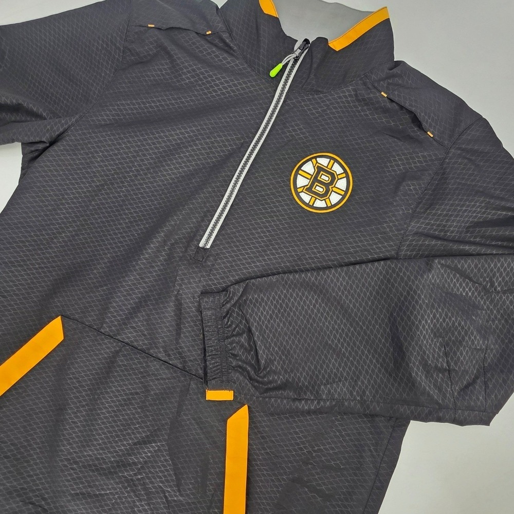 REEKBOK‎ CENTER ICE BOSTON BRUINS 1/4 Zip WINDBREAKER MENS MEDIUM BLACK YELLOW